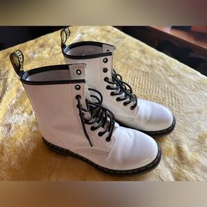 Dr. Martens White Boots with Black Accents